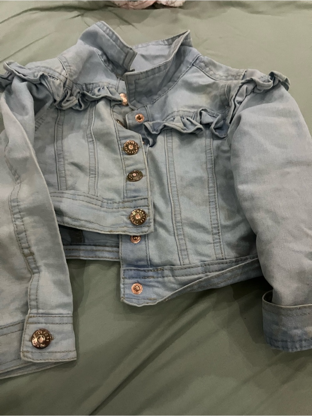 Nanette Lepore Light Blue Ruffle Denim Jacket for Kids
